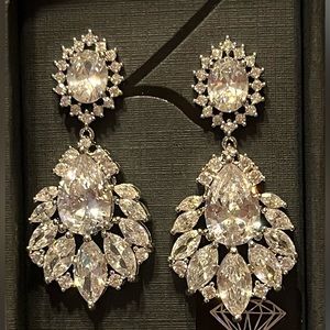Diamond Simulants Dangle Earring